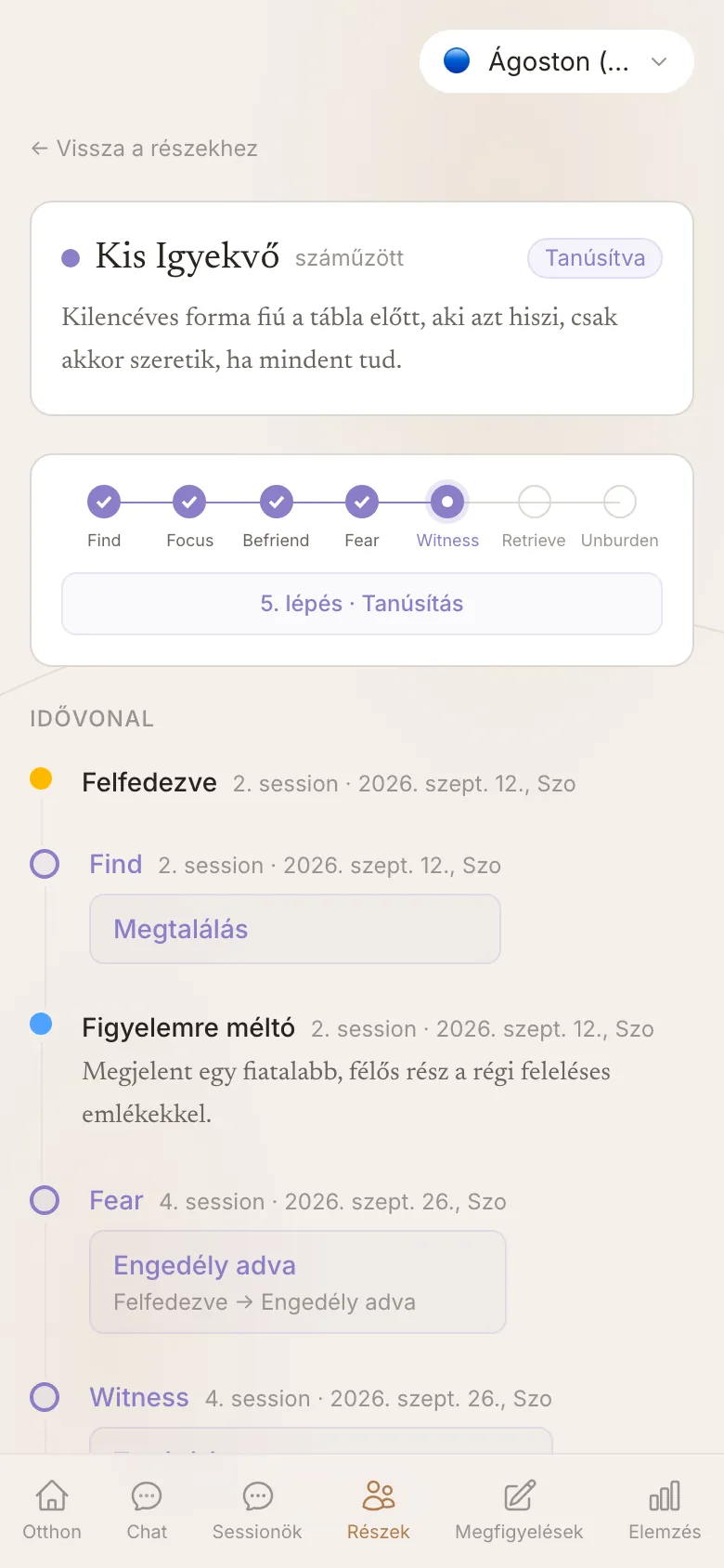 Telefonos nézet: egy téma útja a rögzített terápiás lépéseken és az alkalmakon keresztül