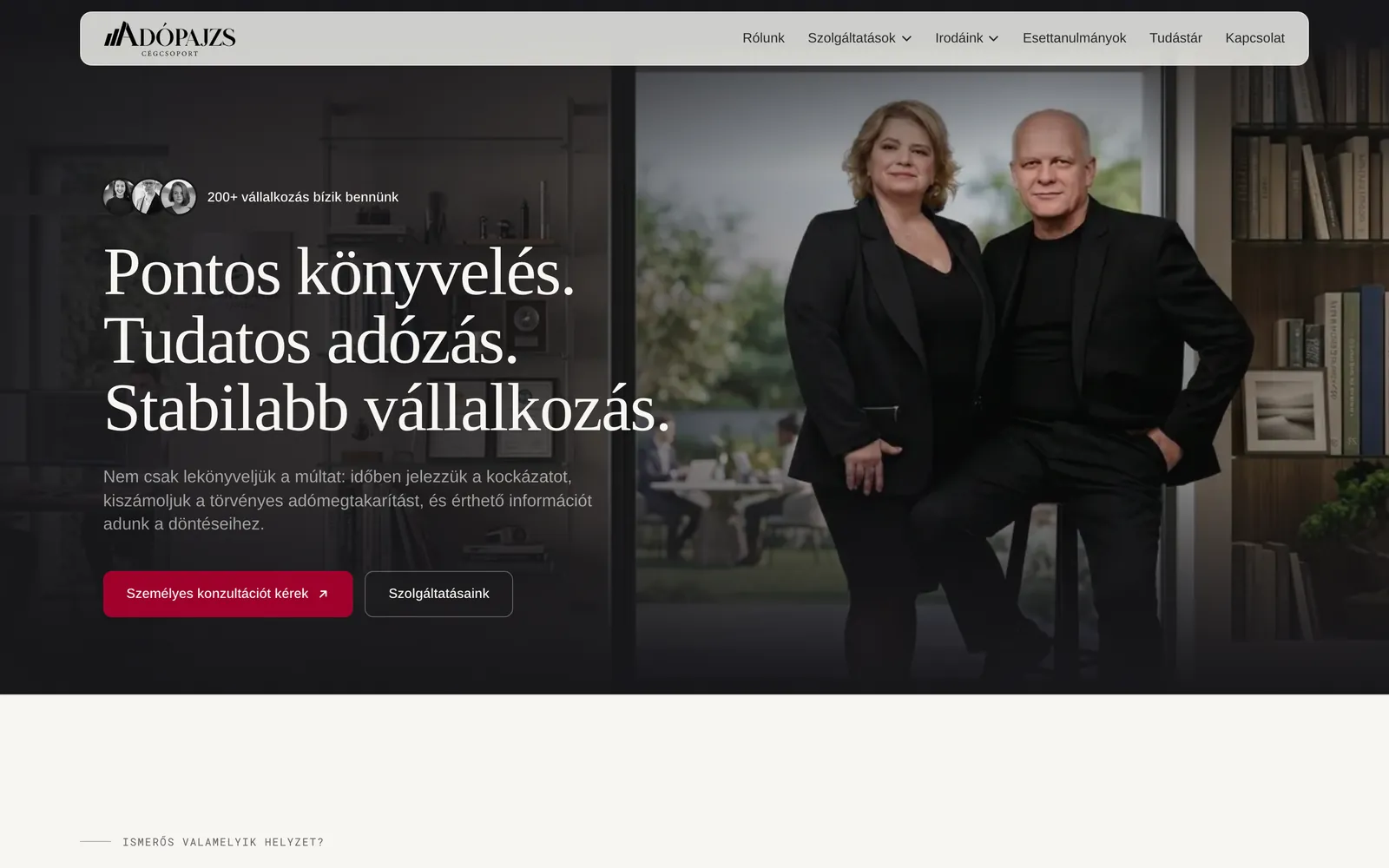 A adopajzs.hu weboldal kezdőlapja